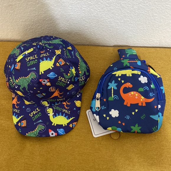 New 2pcs Kids' Dinosaur Baseball Cap And Backpack - Picture 2 of 5